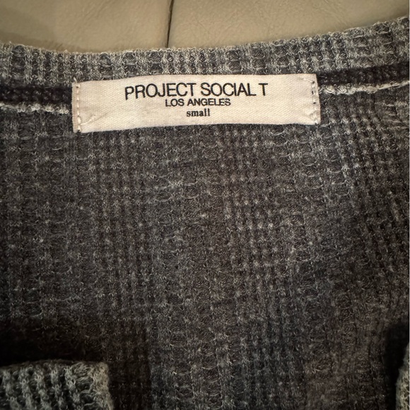 Project Social T Oversized Charcoal Waffle Knit Long Sleeve Top - Picture 7 of 8